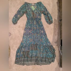NWT Boemo Elegant Paisley Boho Maxi Dress Size Petite M